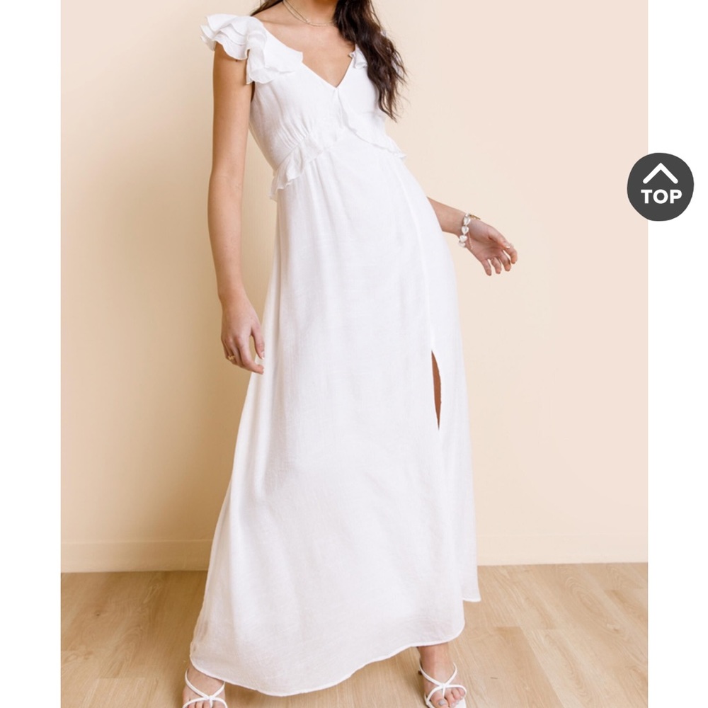 Mikayla Front Slit Maxi Dress White | Size XS